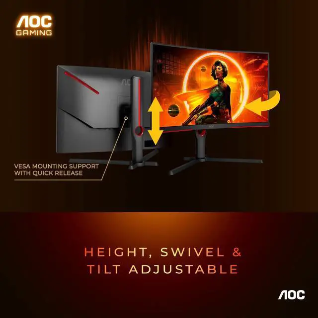 Alt view image 6 of 8 - AOC CQ27G3S Gaming Computer Monitor, Black