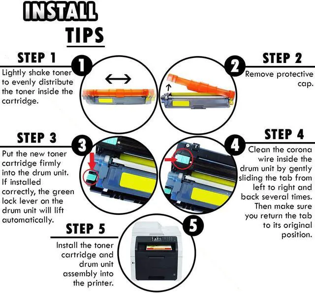 Alt view image 9 of 12 - 1 Set of 4 Inkfirst® Compatible Toner Cartridges TN221BK TN221C TN221M TN221Y TN225 Replacement for Brother TN221 TN225