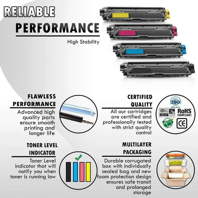 Alt view image 12 of 12 - 1 Set of 4 Inkfirst® Compatible Toner Cartridges TN221BK TN221C TN221M TN221Y TN225 Replacement for Brother TN221 TN225
