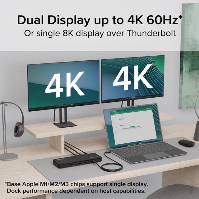 Alt view image 13 of 15 - Plugable Thunderbolt 4 Dock with 100W Charging, Thunderbolt Certified, Laptop Docking Station Dual Monitor Single 8K or Dual 4K HDMI for Windows and Mac, 4X USB, Gigabit Ethernet (TBT4-UD5)