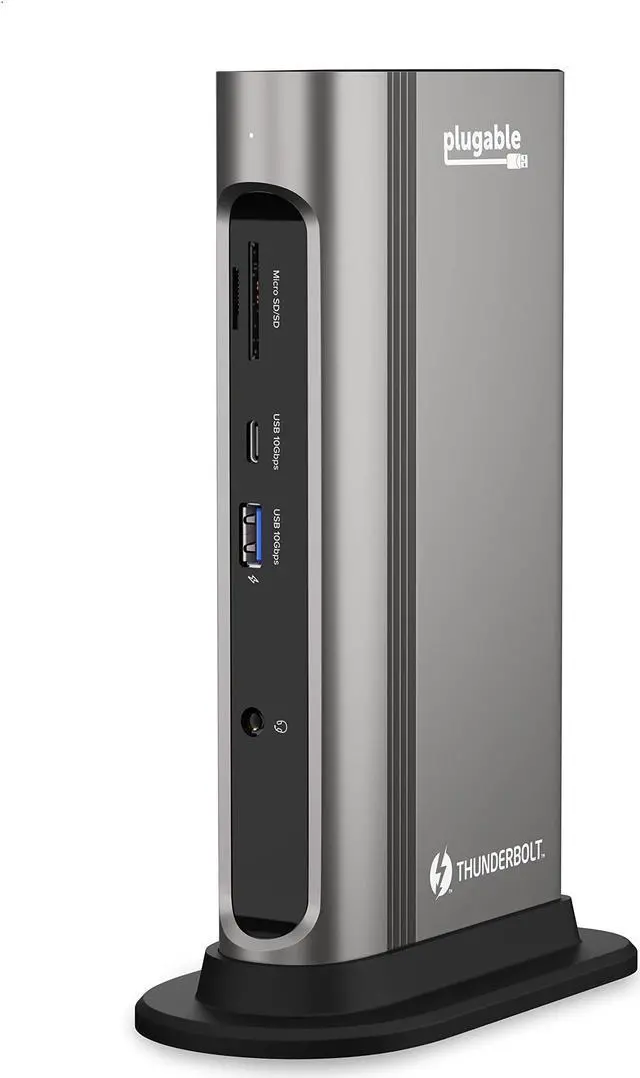 Alt view image 9 of 20 - Plugable 14-in-1 USB-C and Thunderbolt Dock - 40Gbps with 96W Charging, Compatible with Mac and Windows, 2x HDMI 2.0 and DisplayPort, 7x USB ports, Ethernet, Audio, SD/MicroSD, Driverless