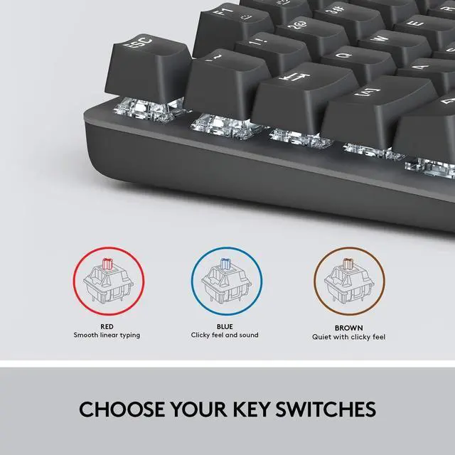 Alt view image 6 of 9 - Logitech K845 Mechanical Illuminated Keyboard, Strong Adjustable Tilt Legs, Full Size, Aluminum Top Case, 104 Keys, USB Corded, Windows (TTC Red Switches)