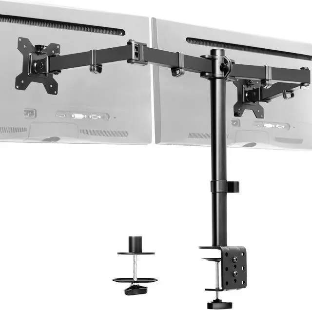 Alt view image 6 of 15 - VIVO Black Dual Monitor Desk Mount Adjustable Stand, Fits Screens up to 32"