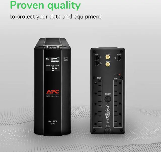 Alt view image 11 of 19 - APC by Schneider Electric Back UPS Pro BX1500M, Compact Tower, 1500VA, AVR, LCD, 120V