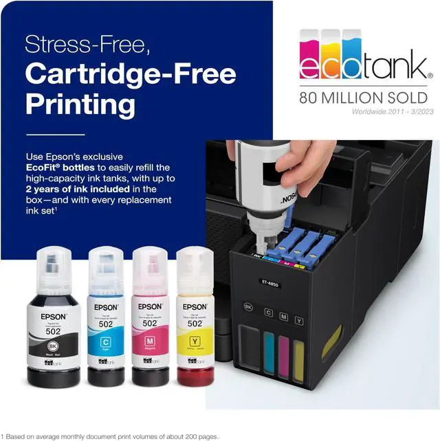 Alt view image 3 of 10 - Epson EcoTank ET-4850 All-in-One Cartridge-Free Supertank Printer (C11CJ60201)