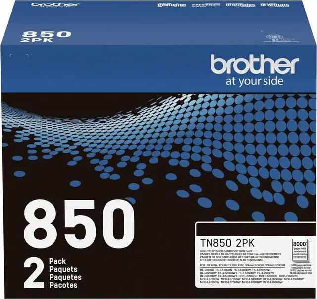 Alt view image 16 of 20 - Brother TN-850 Toner Cartridge Black 2 Pack in Retail Packaging