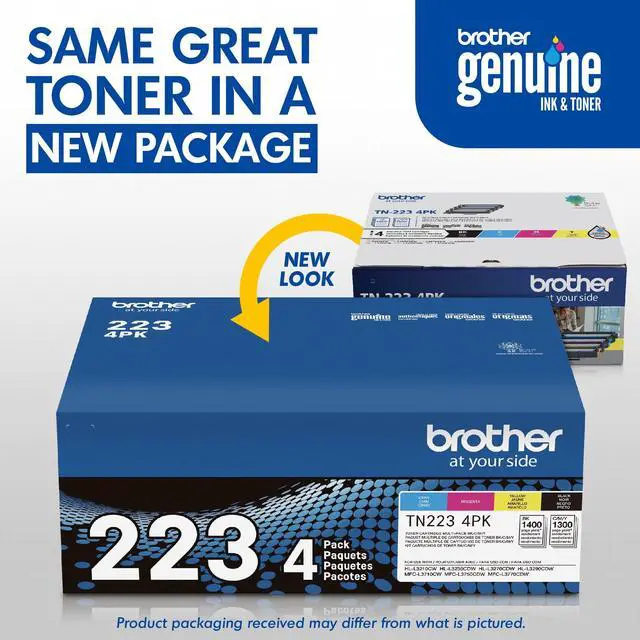 Alt view image 17 of 17 - Brother TN223 Toner Cartridge Black Cyan Magenta Yellow TN2234PK