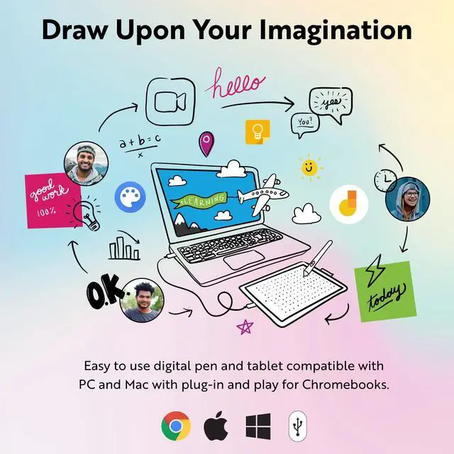 Alt view image 20 of 20 - One by Wacom - Graphic Drawing Tablet for Beginners, Small Black & Red, Compatible with Windows and Mac