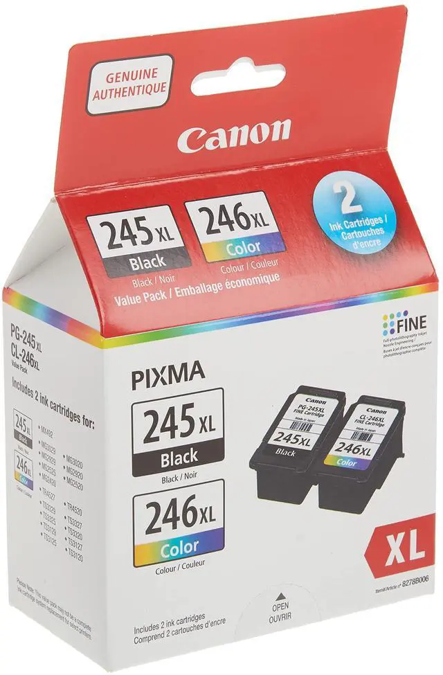 Alt view image 3 of 7 - Canon PG-245XL/CL-246XL Ink Cartridge Black/Color Value Pack, 8278B006