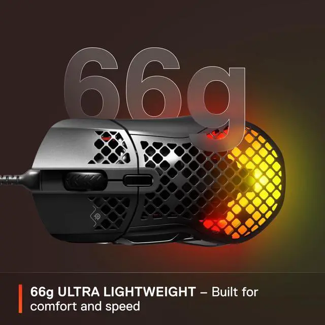 Alt view image 11 of 13 - SteelSeries Aerox 5 Lightweight 1800CPI Wired RGB Gaming Mouse