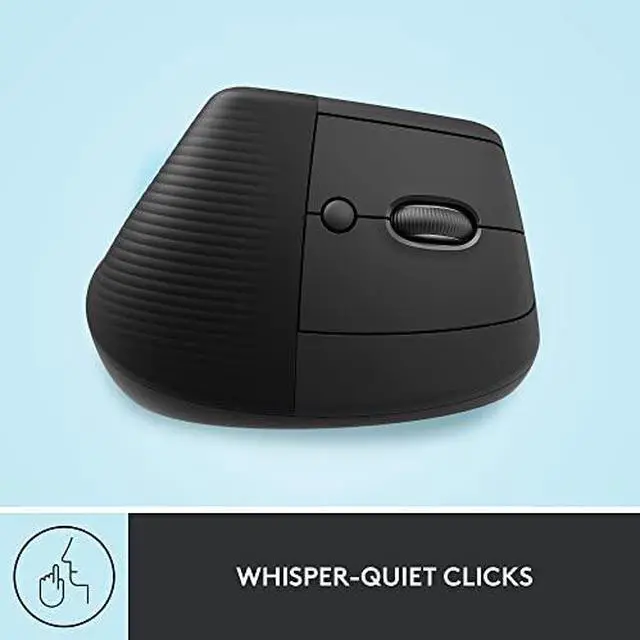 Alt view image 7 of 9 - Logitech Lift Vertical Ergonomic Mouse, Wireless, Bluetooth or Logi Bolt USB receiver, Quiet clicks, 4 buttons, compatible with Windows/macOS/iPadOS, Laptop, PC - Graphite