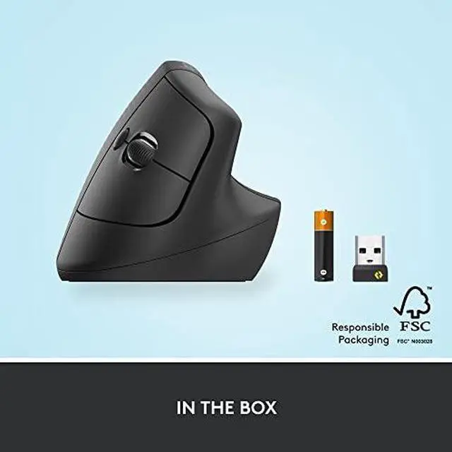Alt view image 6 of 9 - Logitech Lift Vertical Ergonomic Mouse, Wireless, Bluetooth or Logi Bolt USB receiver, Quiet clicks, 4 buttons, compatible with Windows/macOS/iPadOS, Laptop, PC - Graphite