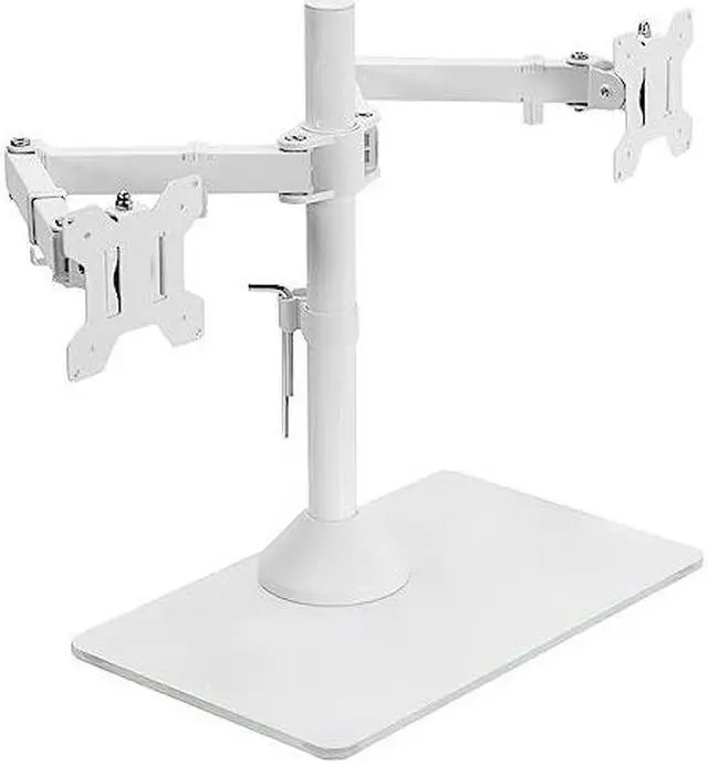 Alt view image 8 of 14 - VIVO White Dual Monitor Stand Adjustable Mount w/ Freestanding Glass Base for Two Screens up to 32" (STAND-V002FGW)
