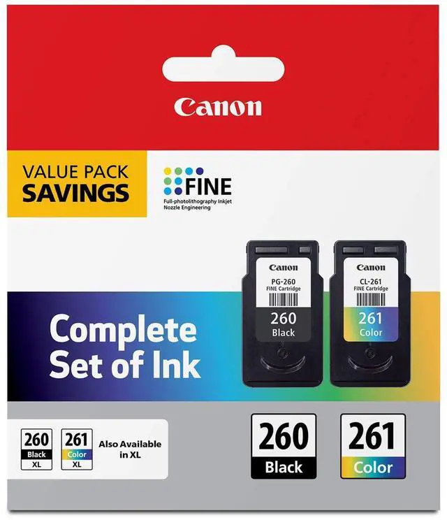 Alt view image 15 of 18 - Canon PG-260 Black & CL-261 Color Ink Cartridge Value Pack for PIXMA TS5320