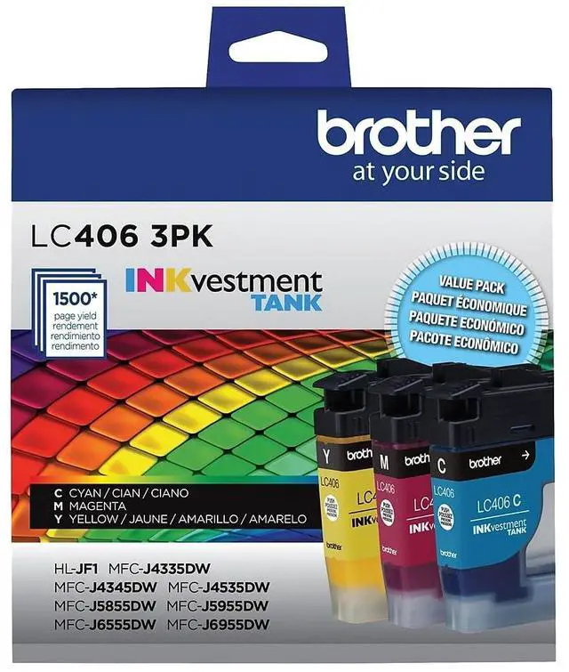Alt view image 11 of 17 - Brother LC4063PK INKvestment Ink 1500 Page-Yield Cyan/Magenta/Yellow 3 Pack