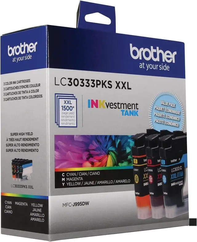 Alt view image 20 of 20 - Brother LC30333PKS Super High Yield Ink Cartridge - Combo Pack - Cyan/Magenta/Yellow