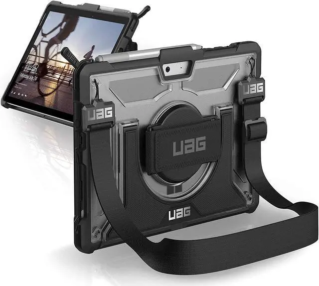 Alt view image 16 of 20 - UAG Designed for Microsoft Surface Go 4 / Surface Go 3 / Surface Go 2 / Surface Go Case 10.5" Plasma w/Hand Strap & Shoulder Strap Feather-Light Rugged Military Drop Tested Cover Ice