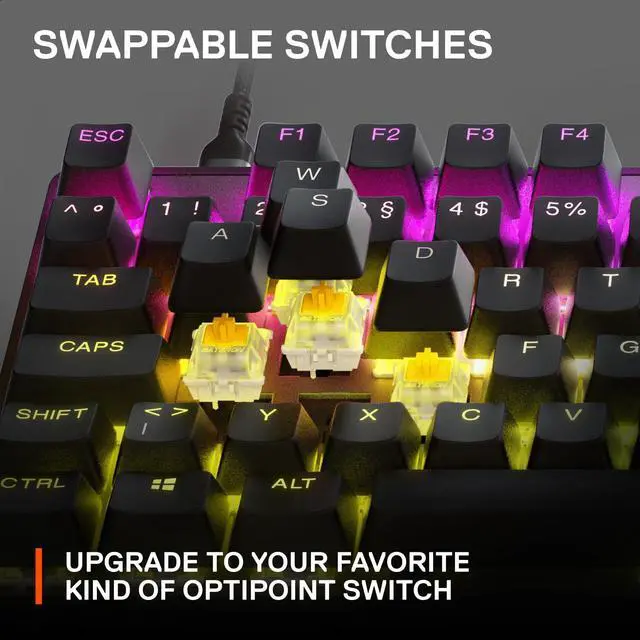 Alt view image 14 of 20 - SteelSeries New Apex 9 TKL – HotSwap Optical Mini Keyboard – TKL Esports Design – Optical Switches – RGB Customization – Aluminum Alloy Frame – Double Shot PBT Keycaps