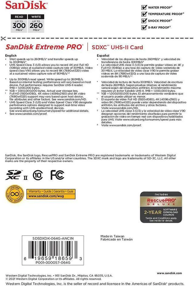Alt view image 17 of 20 - SanDisk 64GB Extreme PRO UHS-II Memory Card, 300MB/s Read, 260MB/s Write
