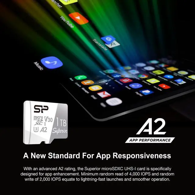 Alt view image 12 of 14 - Silicon Power 1TB Superior Micro SDXC UHS-I (U3), V30 4K A2, High Speed MicroSD Card with Adapter