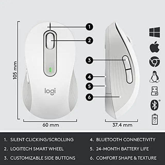 Alt view image 13 of 20 - Logitech Signature MK650 Combo for Business Wireless Mouse and Keyboard Off-White (920-011018)