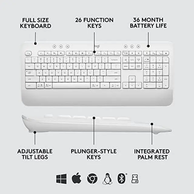 Alt view image 14 of 20 - Logitech Signature MK650 Combo for Business Wireless Mouse and Keyboard Off-White (920-011018)