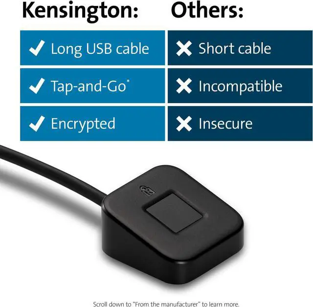 Alt view image 9 of 19 - Kensington VeriMark Desktop Fingerprint Key - Fingerprint reader - USB