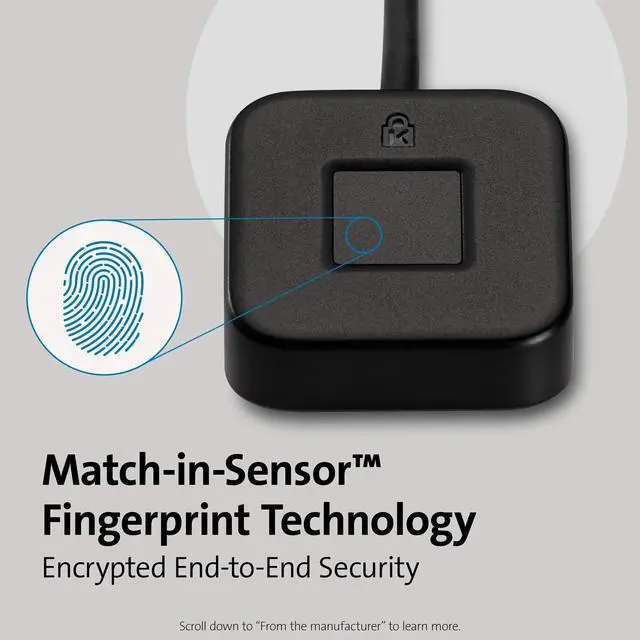 Alt view image 14 of 19 - Kensington VeriMark Desktop Fingerprint Key - Fingerprint reader - USB