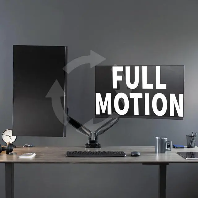 Alt view image 9 of 15 - VIVO Black Heavy Duty Dual Ultrawide Monitor Desk Mount Stand with Pneumatic Spring Arms, Fits Screens up to 35"