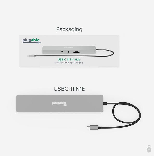 Alt view image 9 of 15 - Plugable 11-in-1 USB-C Docking Station, 100W Pass-through Charging, Dual Monitor with 4K 60Hz HDMI, Compatible with Thunderbolt, USB-C Windows, Chromebooks, Displays Mirrored on Mac
