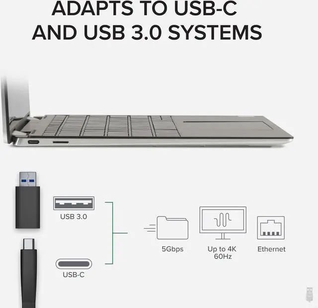 Alt view image 14 of 15 - Plugable 4K DisplayPort and HDMI Dual Monitor Adapter with Ethernet for USB 3.0 and USB-C, Compatible with Windows and Mac