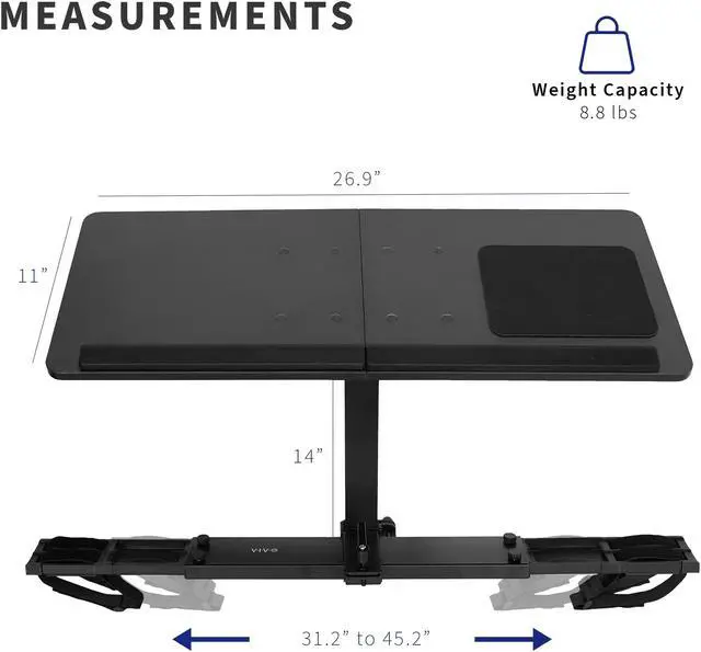 Alt view image 14 of 15 - VIVO Height Adjustable Laptop Desk for Treadmills, Wooden Notebook Tray