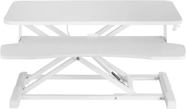 Alt view image 7 of 14 - VIVO White Height Adjustable Standing Desk Monitor Riser 32" Sit Stand Workstation Tabletop (DESK-V000KW)