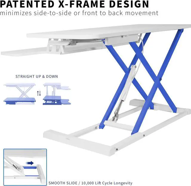 Alt view image 12 of 14 - VIVO White Height Adjustable Standing Desk Monitor Riser 32" Sit Stand Workstation Tabletop (DESK-V000KW)
