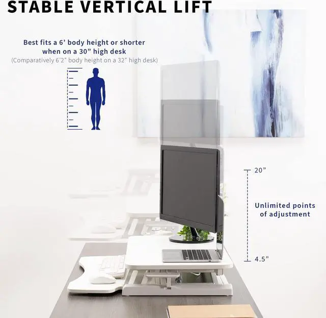 Alt view image 13 of 14 - VIVO White Height Adjustable Standing Desk Monitor Riser 32" Sit Stand Workstation Tabletop (DESK-V000KW)