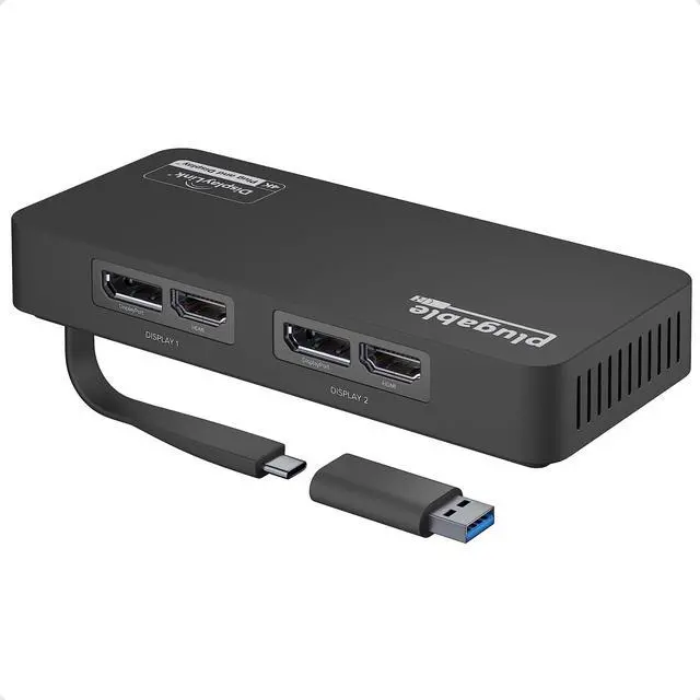 Alt view image 9 of 15 - Plugable 4K DisplayPort and HDMI Dual Monitor Adapter for USB 3.0 and USB-C, Compatible with Windows and Mac
