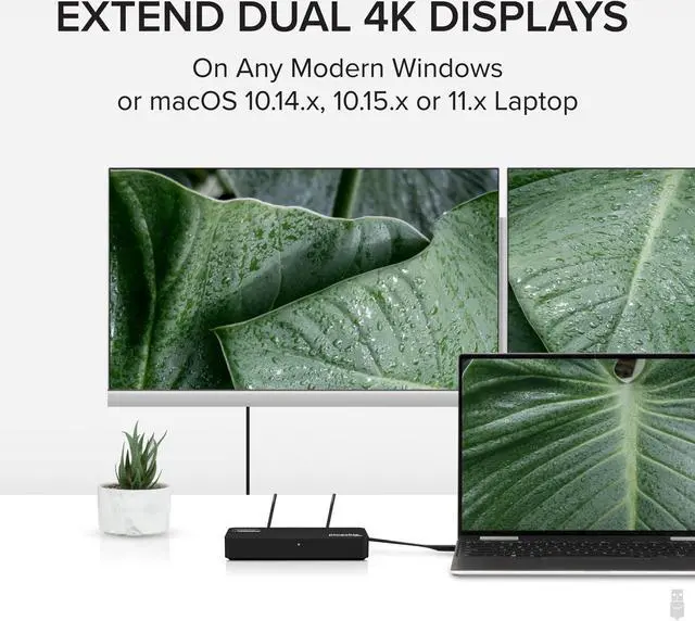 Alt view image 15 of 15 - Plugable 4K DisplayPort and HDMI Dual Monitor Adapter for USB 3.0 and USB-C, Compatible with Windows and Mac