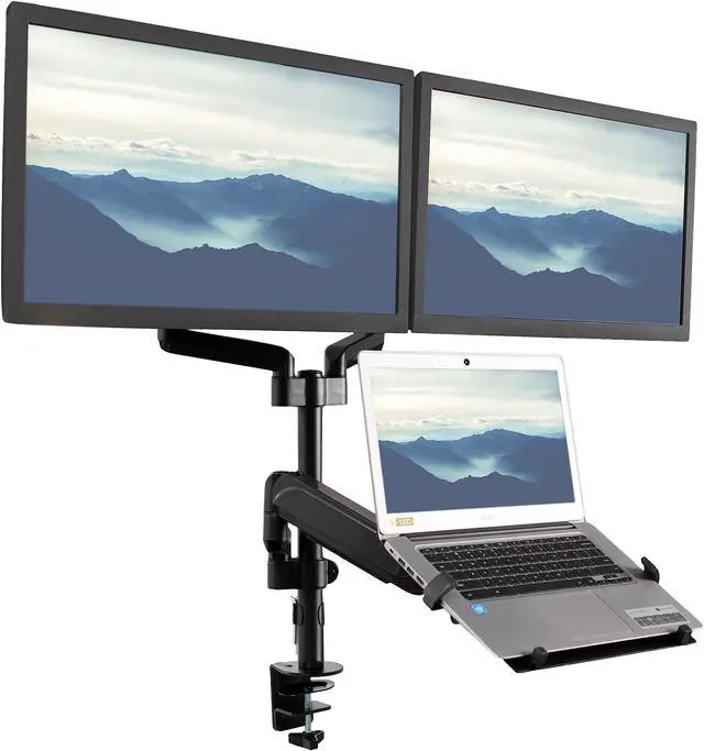 Alt view image 8 of 14 - VIVO Black Dual 17" to 32" Monitor and Laptop Pneumatic Arm Desk Mount
