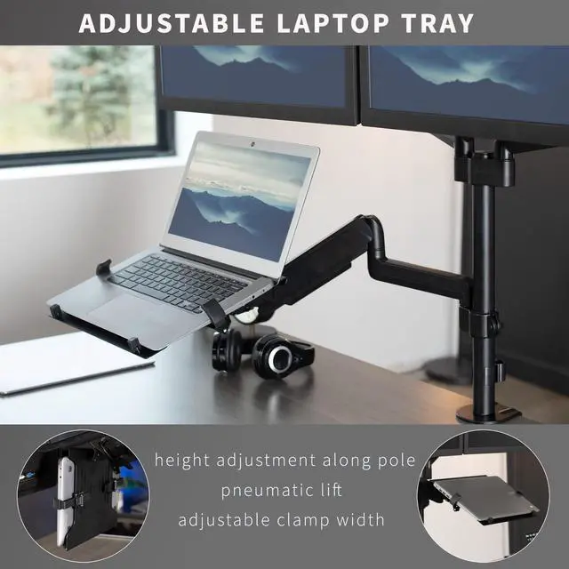 Alt view image 10 of 14 - VIVO Black Dual 17" to 32" Monitor and Laptop Pneumatic Arm Desk Mount