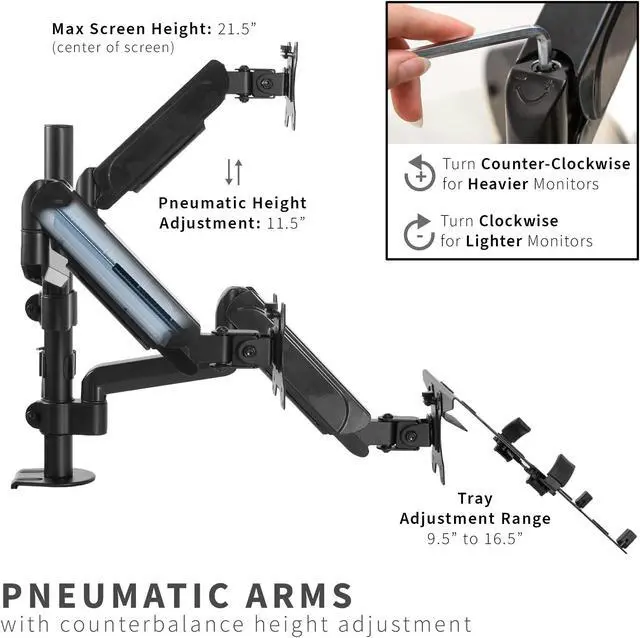 Alt view image 14 of 14 - VIVO Black Dual 17" to 32" Monitor and Laptop Pneumatic Arm Desk Mount
