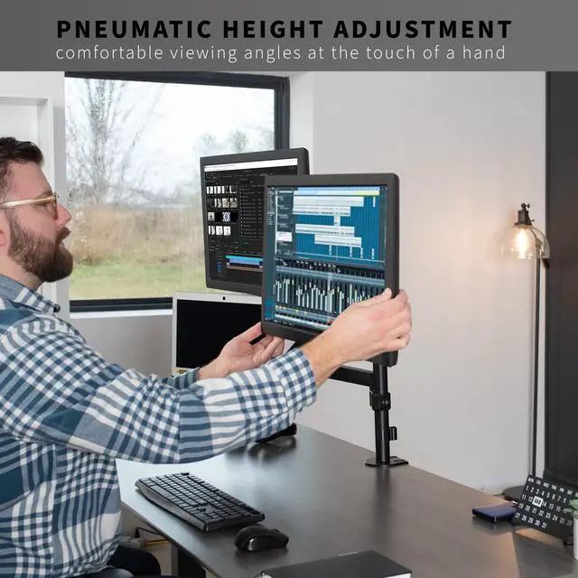 Alt view image 13 of 14 - VIVO Black Dual 17" to 32" Monitor and Laptop Pneumatic Arm Desk Mount