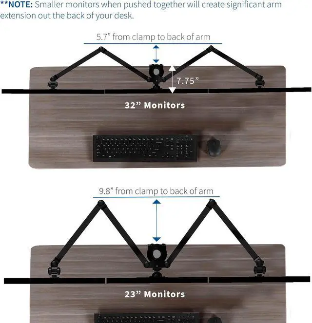 Alt view image 9 of 12 - VIVO Triple Computer Monitor Desk Mount, Heavy Duty Fully Adjustable Stand, Fits 3 Screens up to 32" (STAND-V103)