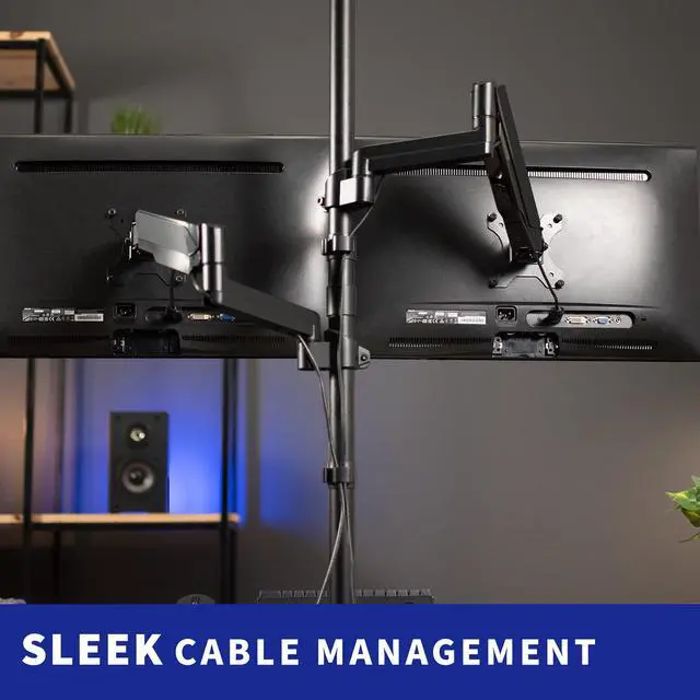 Alt view image 11 of 14 - VIVO Extra Tall Dual 17" to 32" Monitor Pneumatic Spring Sit-Stand Desk Mount, Fully Articulating Stand (STAND-V012K)