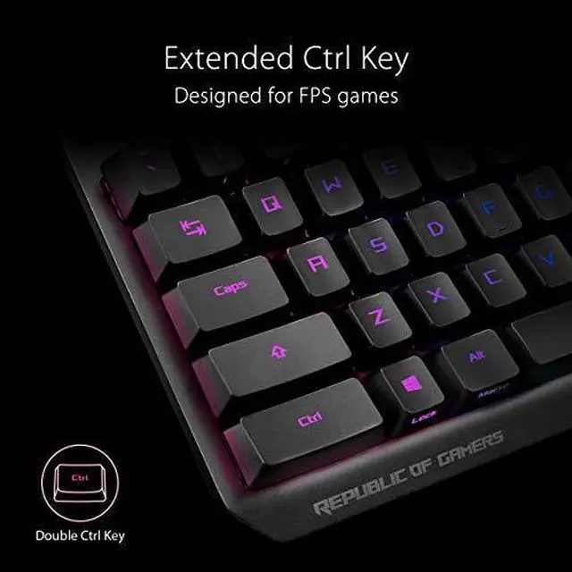 Alt view image 6 of 7 - ASUS Mechanical Gaming Keyboard - ROG Strix Scope RX | Red Optical Mechanical Switches | USB 2.0 Passthrough | 2X Wider Ctrl Key for Greater FPS Precision | Aura Sync, Armoury Crate RGB Lighting