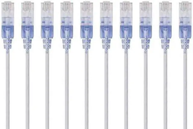 Alt view image 15 of 18 - Monoprice SlimRun Cat6A Ethernet Patch Cable - Network Internet Cord - RJ45, 550Mhz, UTP, Pure Bare Copper Wire, 10G, 30AWG, 1ft, Blue, 10-Pack