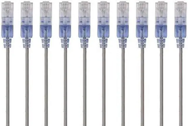 Alt view image 16 of 18 - Monoprice SlimRun Cat6A Ethernet Patch Cable - Network Internet Cord - RJ45, 550Mhz, UTP, Pure Bare Copper Wire, 10G, 30AWG, 1ft, Blue, 10-Pack