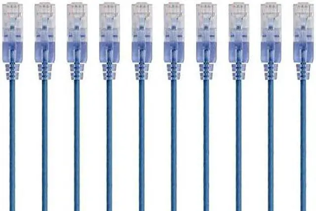 Alt view image 17 of 18 - Monoprice SlimRun Cat6A Ethernet Patch Cable - Network Internet Cord - RJ45, 550Mhz, UTP, Pure Bare Copper Wire, 10G, 30AWG, 1ft, Blue, 10-Pack