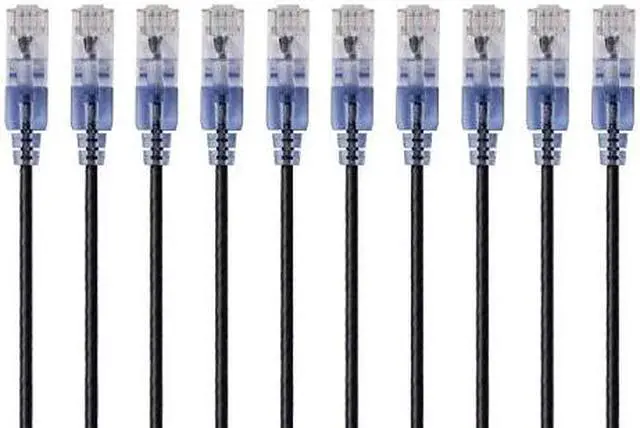 Alt view image 18 of 18 - Monoprice SlimRun Cat6A Ethernet Patch Cable - Network Internet Cord - RJ45, 550Mhz, UTP, Pure Bare Copper Wire, 10G, 30AWG, 1ft, Blue, 10-Pack