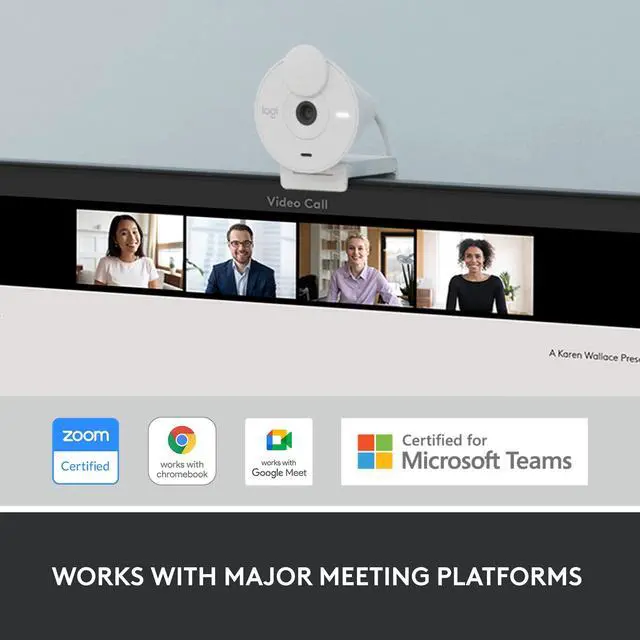 Alt view image 7 of 9 - Logitech Brio 300 Full HD Webcam with Privacy Shutter, Noise Reduction Microphone, USB-C, certified for Zoom, Microsoft Teams, Google Meet, Auto Light Correction, off White