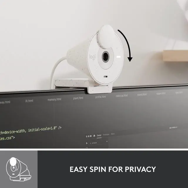 Alt view image 5 of 9 - Logitech Brio 300 Full HD Webcam with Privacy Shutter, Noise Reduction Microphone, USB-C, certified for Zoom, Microsoft Teams, Google Meet, Auto Light Correction, off White